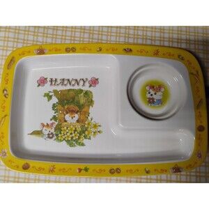 Vintage Melamine Ware Childs Divided Food Tray Hanny Kids Hamster YuYu Co LTD